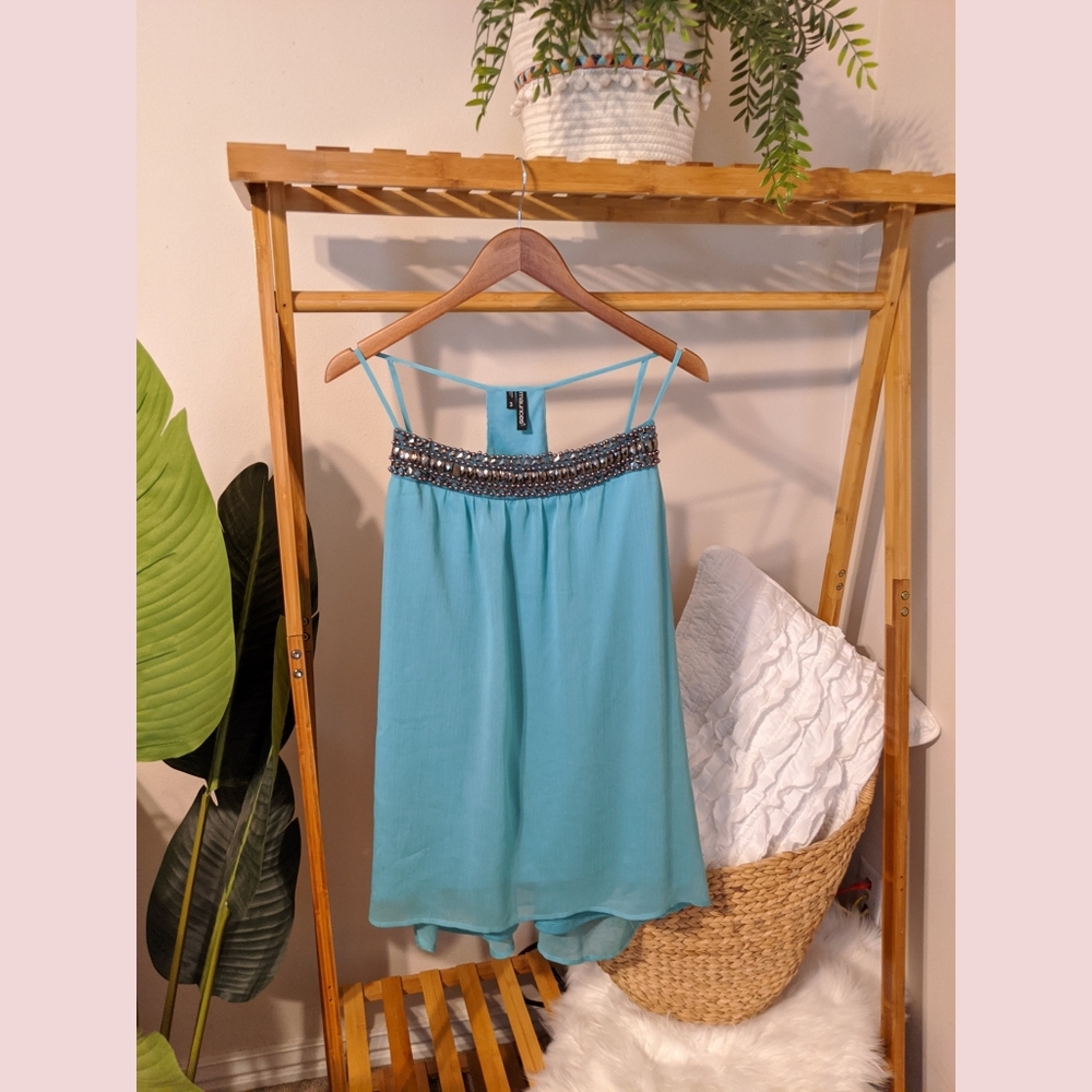 Jeweled neck tank